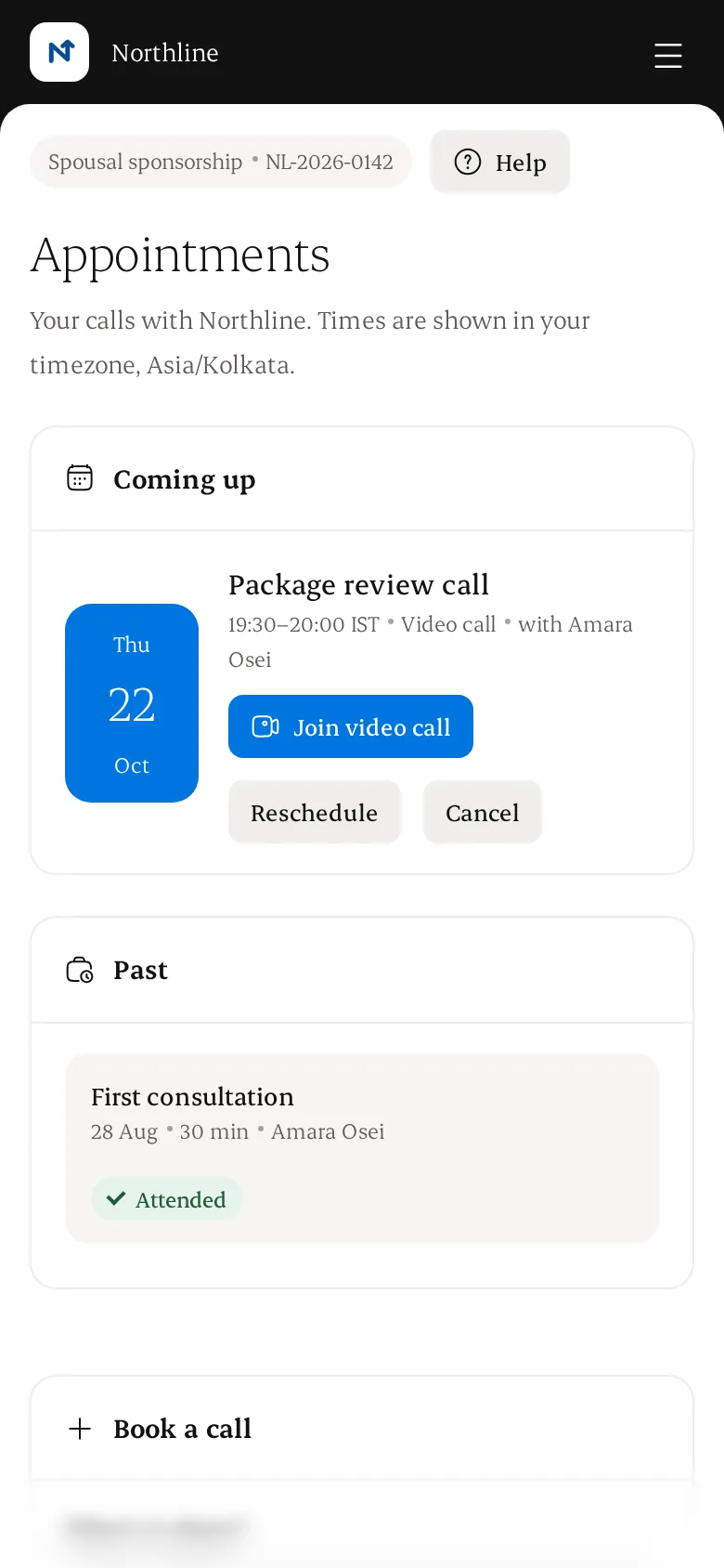 Client appointments with a video call link on a phone