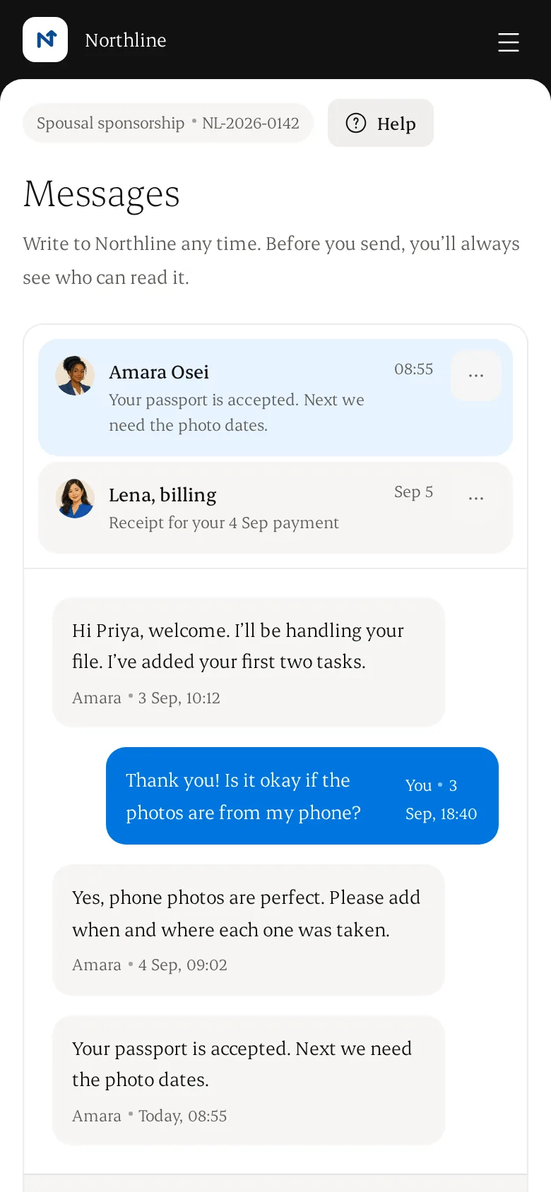 Client portal messages on a phone