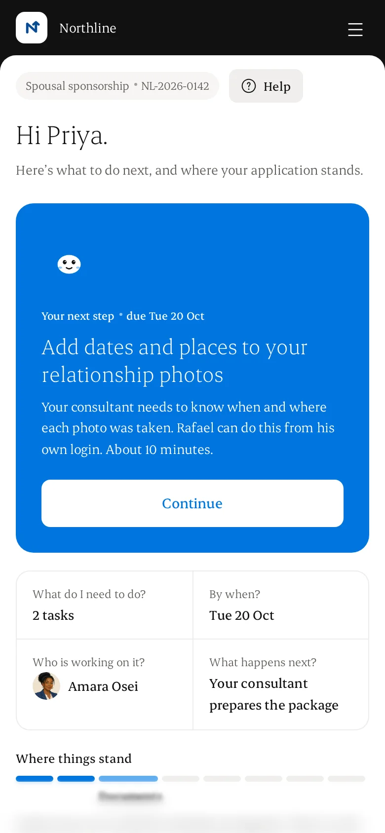 Client portal home on a phone