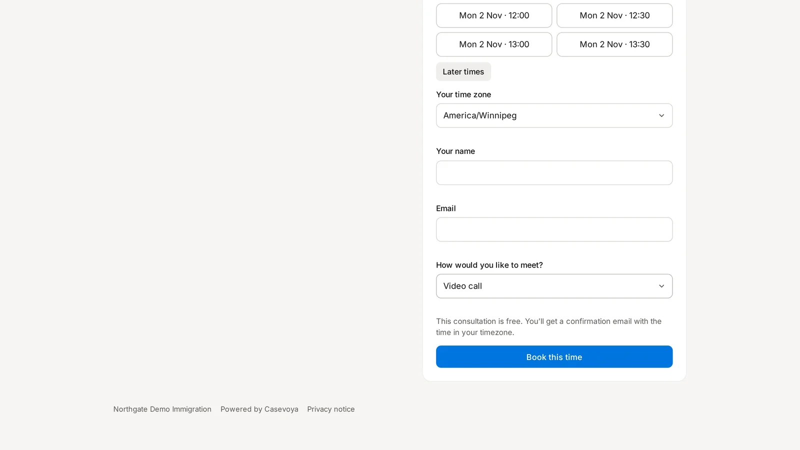 Screen: Meeting type