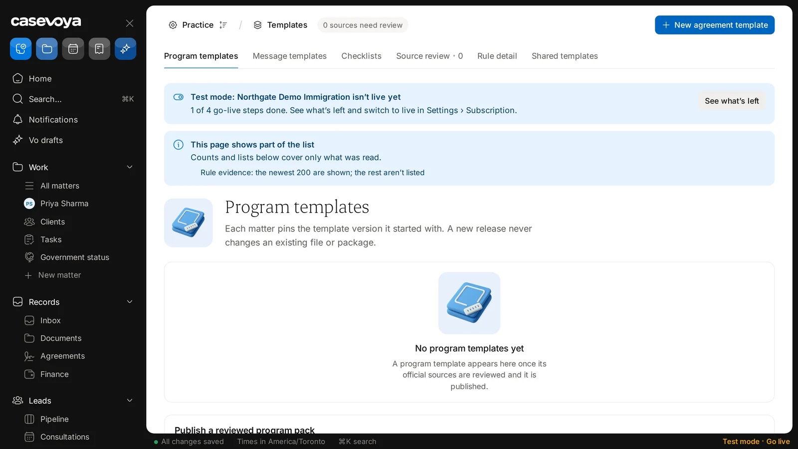 Screen: New agreement